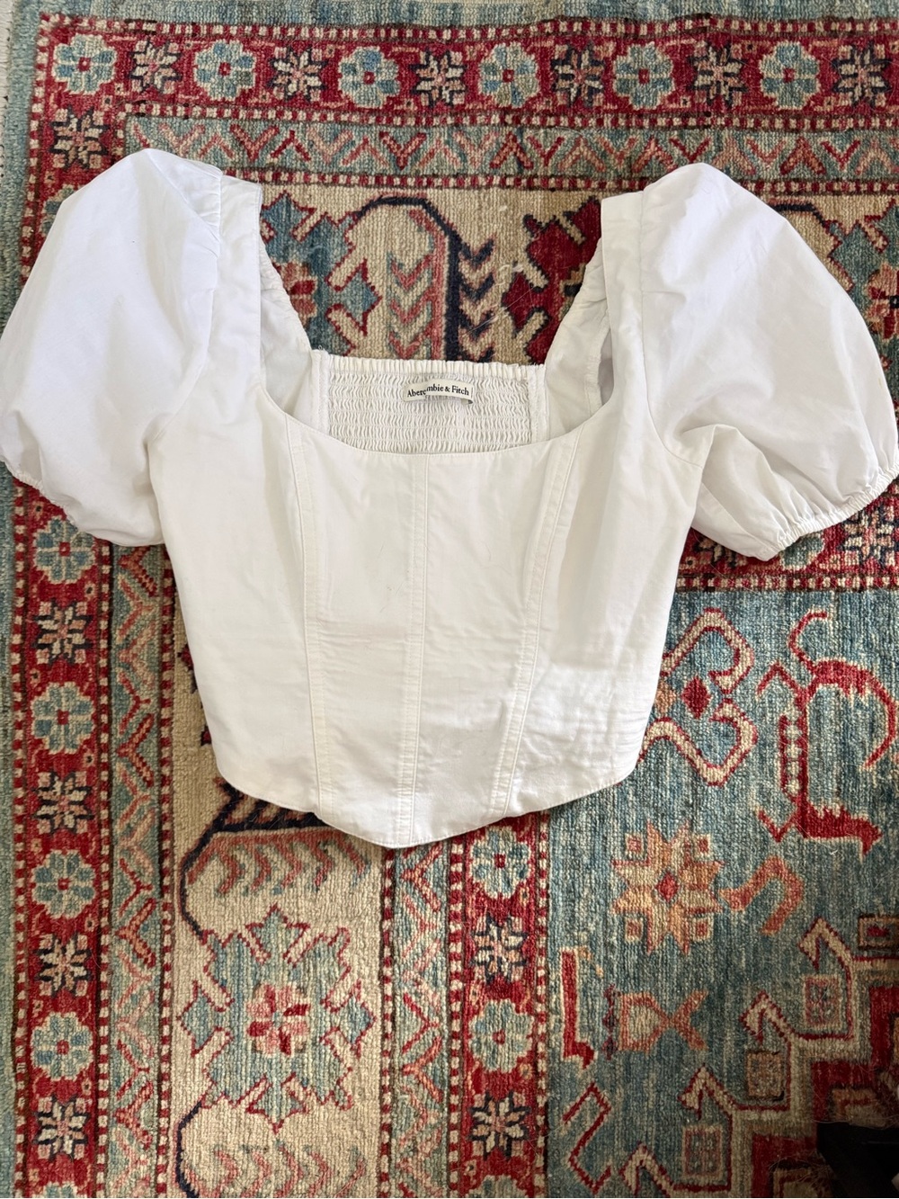 Abercrombie Puff Sleeve Corset Crop Top